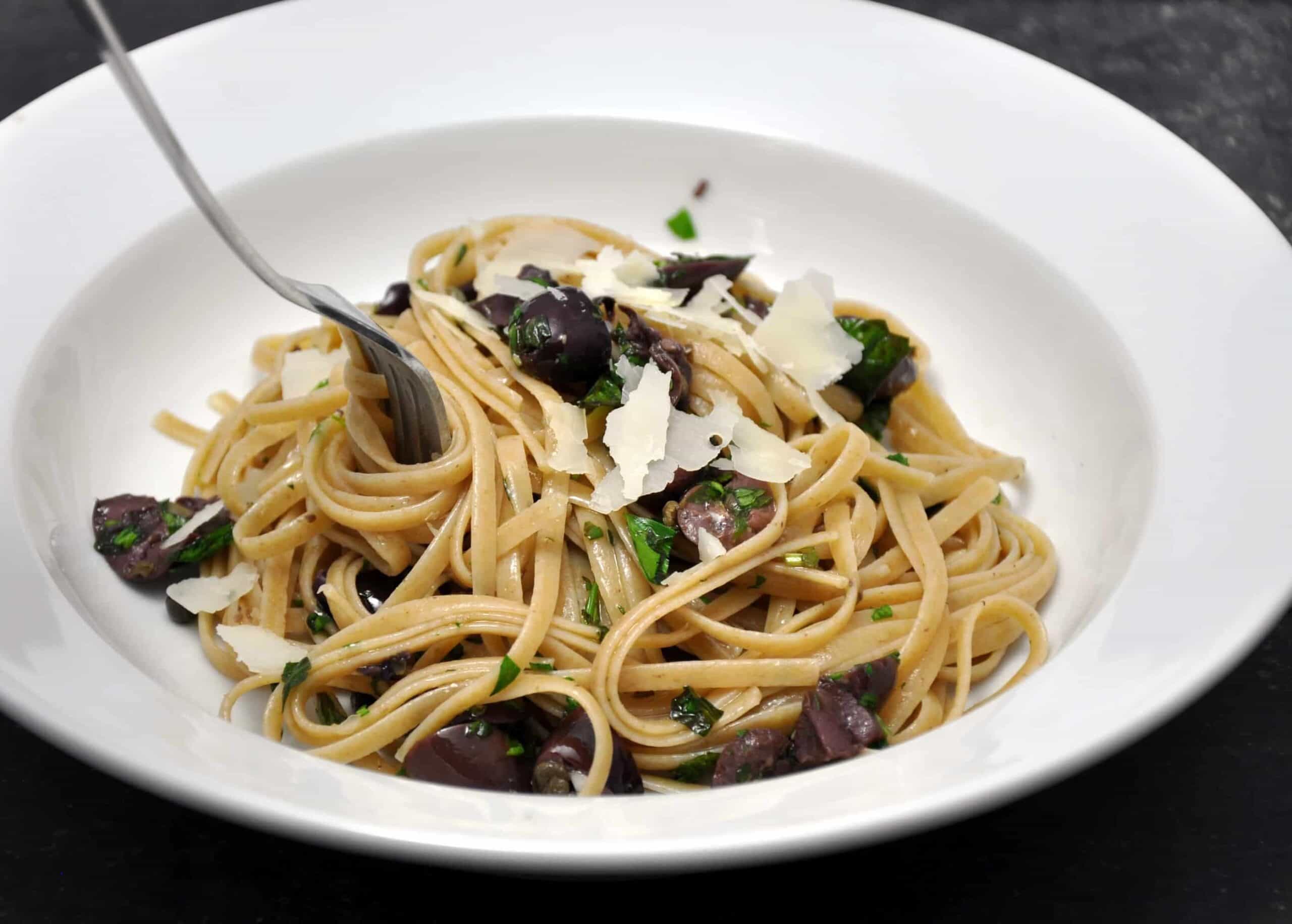 Rustic Linguine with Summer Herbs and Olives