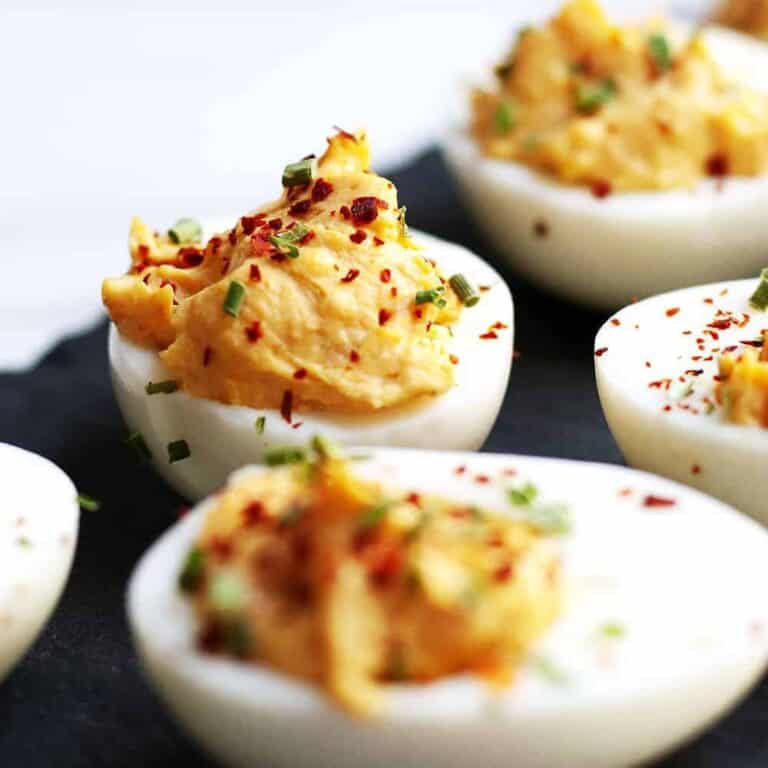 Spicy Deviled Eggs - Pinch and Swirl