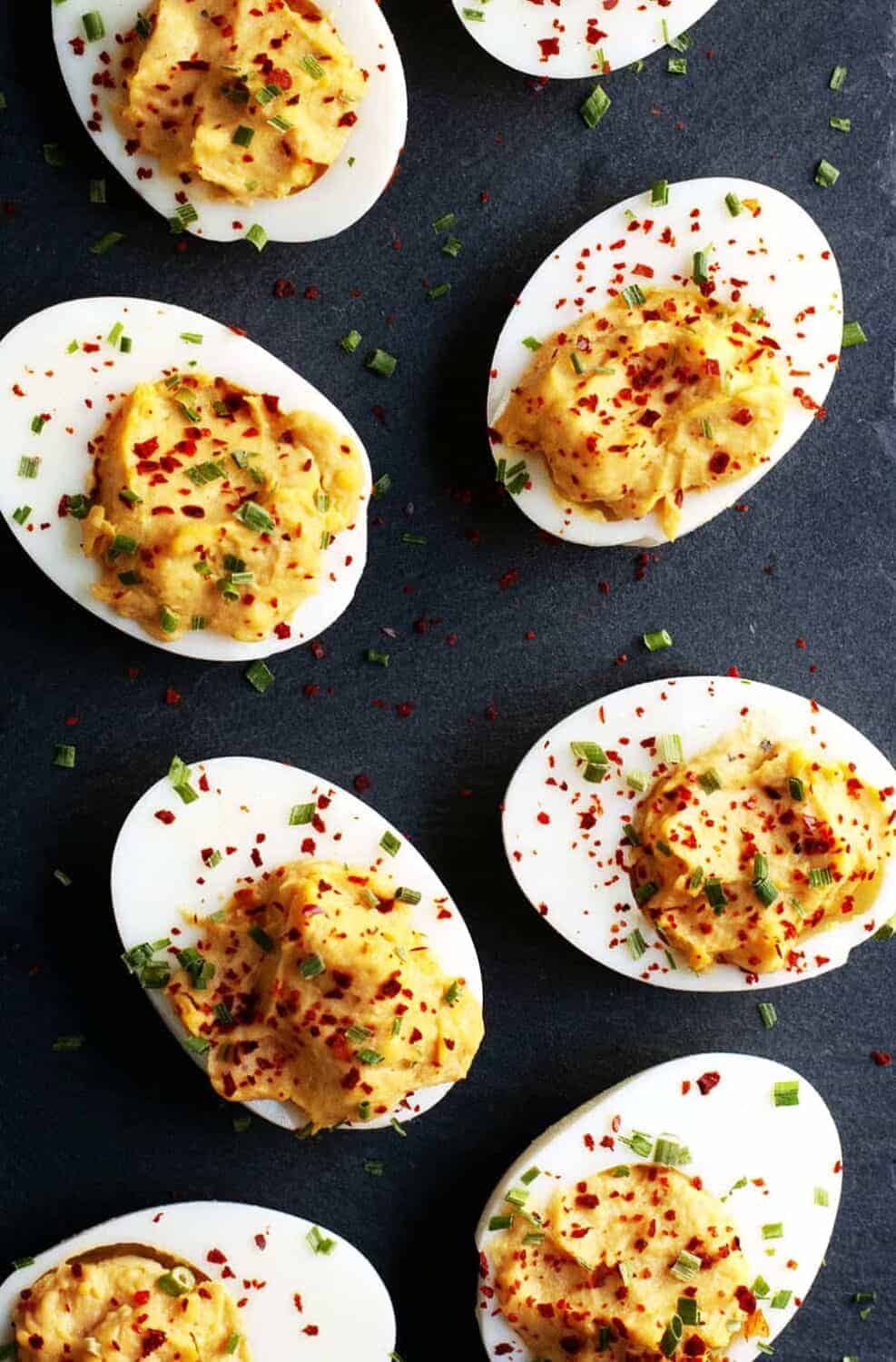 Spicy Deviled Eggs Pinch and Swirl