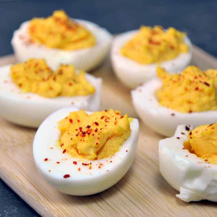 Spicy Deviled Eggs - Pinch and Swirl