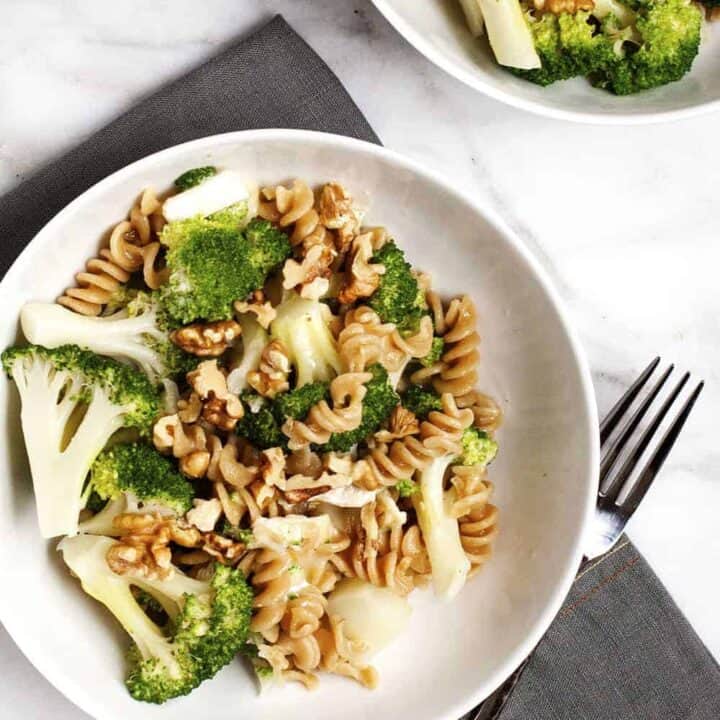 Brie Pasta with Broccoli and Walnuts Pinch and Swirl