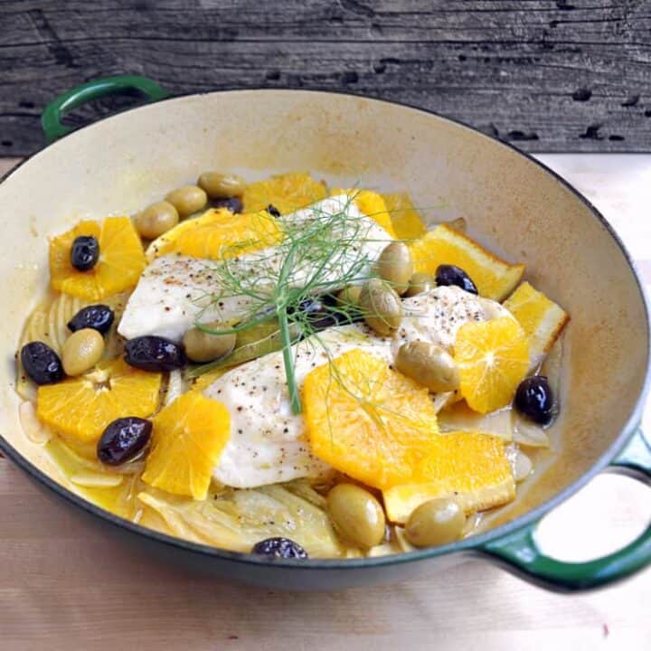 Roasted Halibut with Fennel, Oranges and Olives Pinch and Swirl