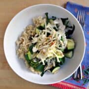 Brown Rice and Vegetables with White Bean Tahini Sauce