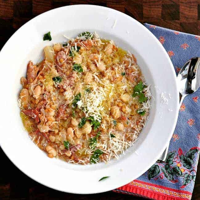 Crockpot White Bean Farro Soup - Plantifully Based