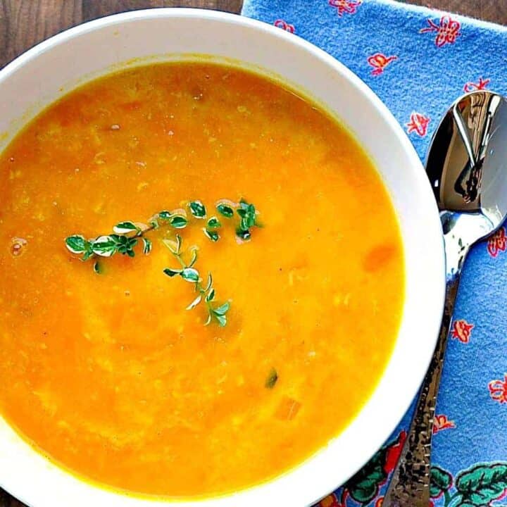 Easy Winter Squash Soup with Gruyere Pinch and Swirl