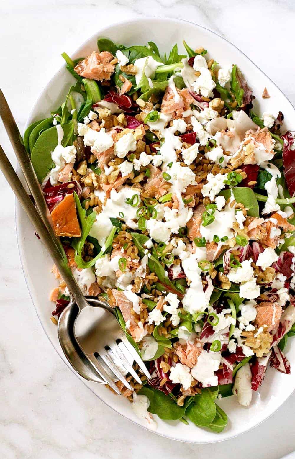 Smoked Salmon, Farro & Goat Cheese Salad Pinch and Swirl