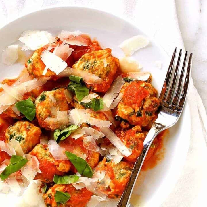 Gnudi with Swiss Chard, Spinach and Garlicky Tomato Sauce Pinch and Swirl