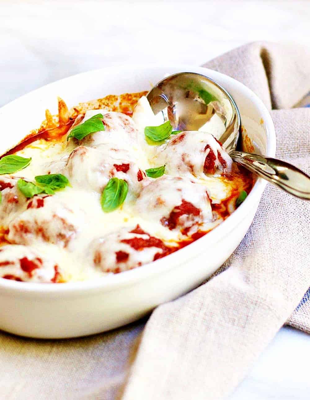 Baked Italian Meatballs - Pinch and Swirl