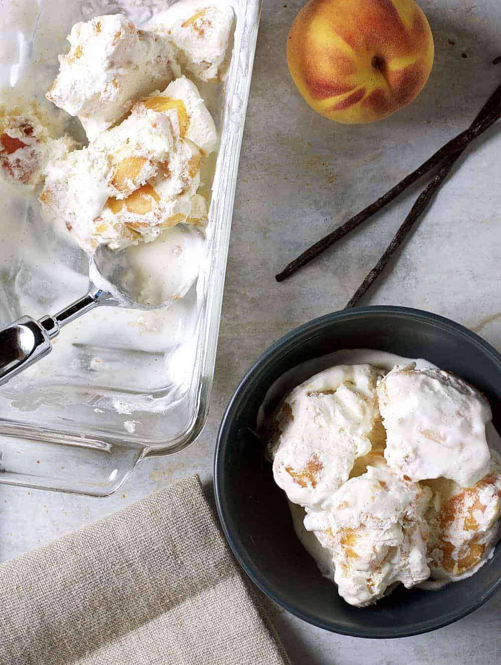 Homemade Peach Ice Cream Recipe & How to use a Hand-Crank Ice Cream Maker