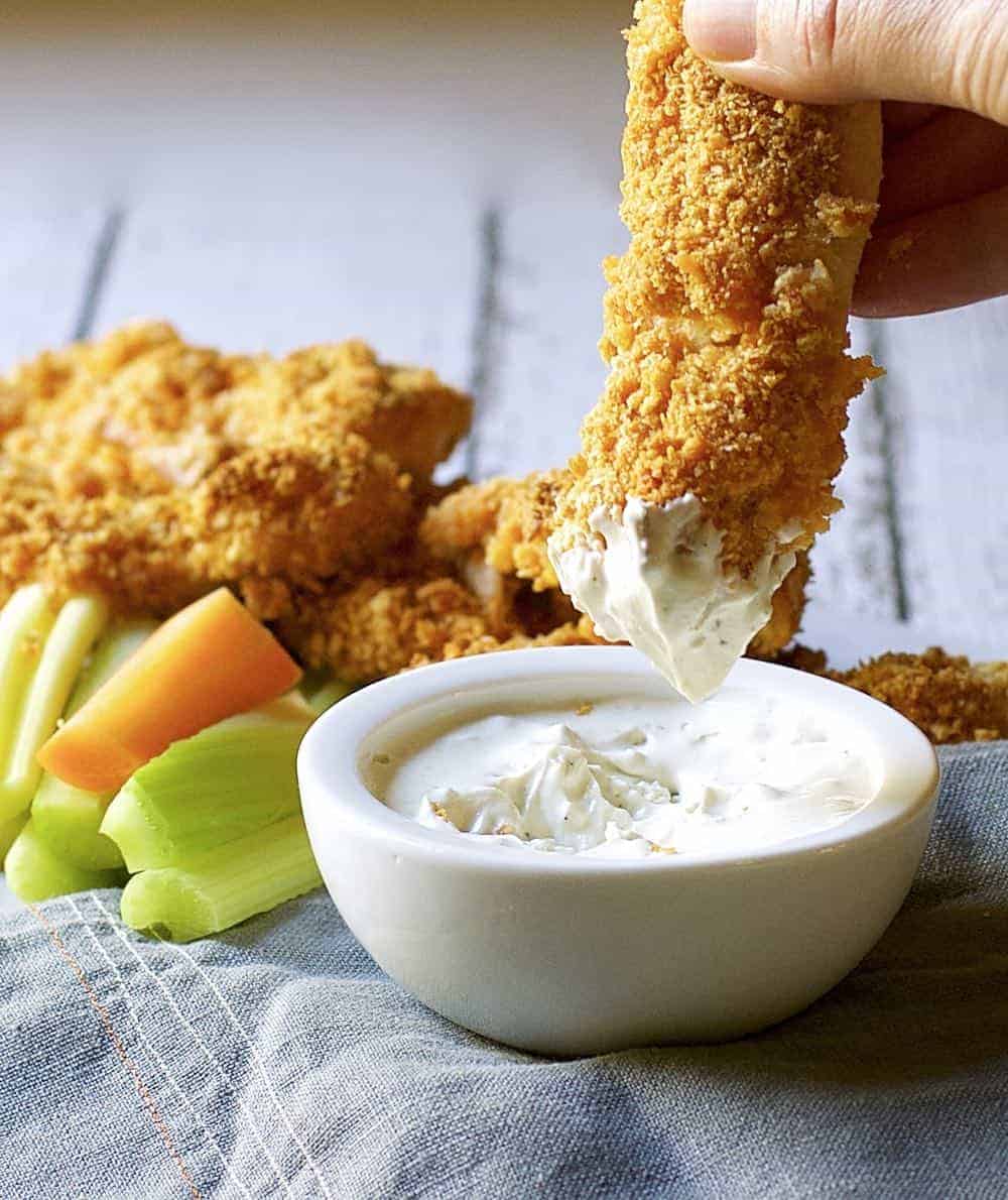 Crispy Baked Buffalo Chicken Tenders Pinch and Swirl