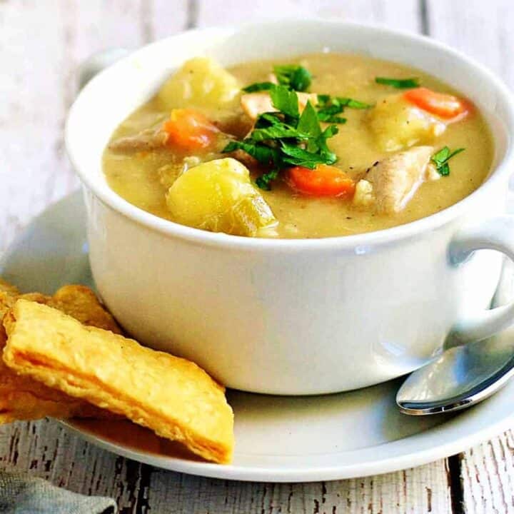 Easy Chicken Pot Pie Soup - Pinch and Swirl
