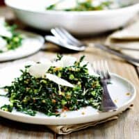 Kale Caesar Salad served on white plates
