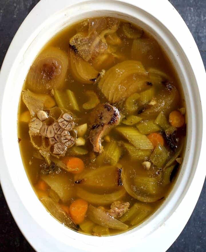 Slow Cooker Beef Bone Broth Pinch and Swirl