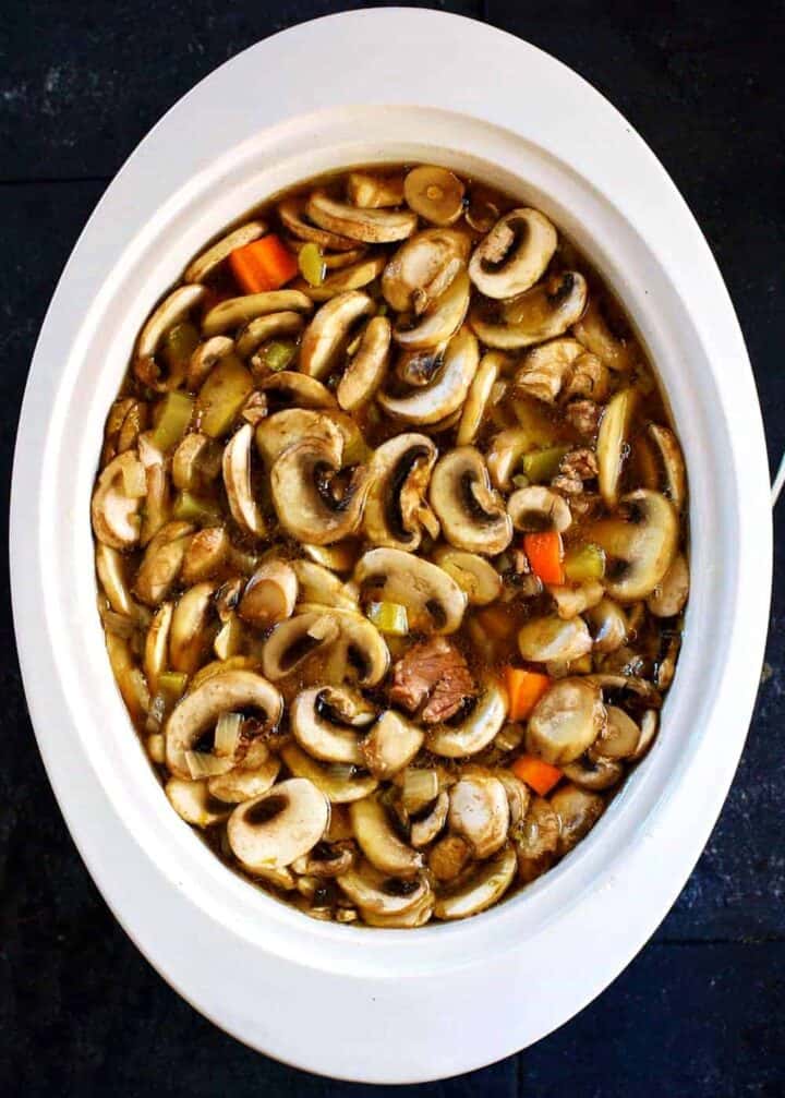 Slow Cooker Vegetable Beef Barley Soup - Pinch and Swirl