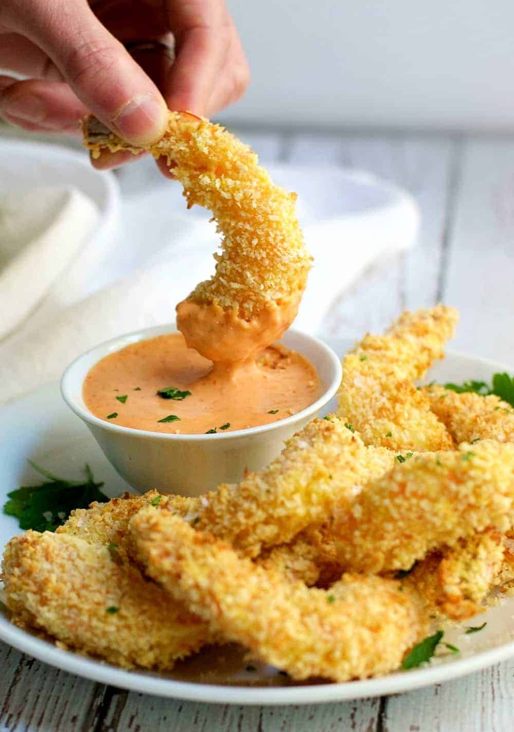 Crispy Baked Coconut Shrimp with Sriracha Lime Mayonnaise