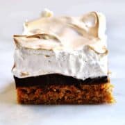 smores brownie on marble platter