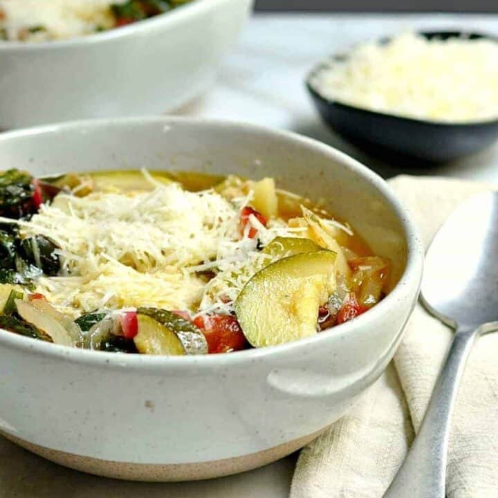 Roasted Vegetable Minestrone Soup Pinch and Swirl