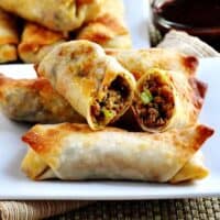 Crispy-Baked-Egg-Rolls- served on white plates