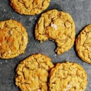 Peanut Butter Oatmeal Cookies on black marble