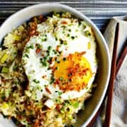 Cauliflower-Fried-Rice-served-with-Chopsticks-and-Napkin