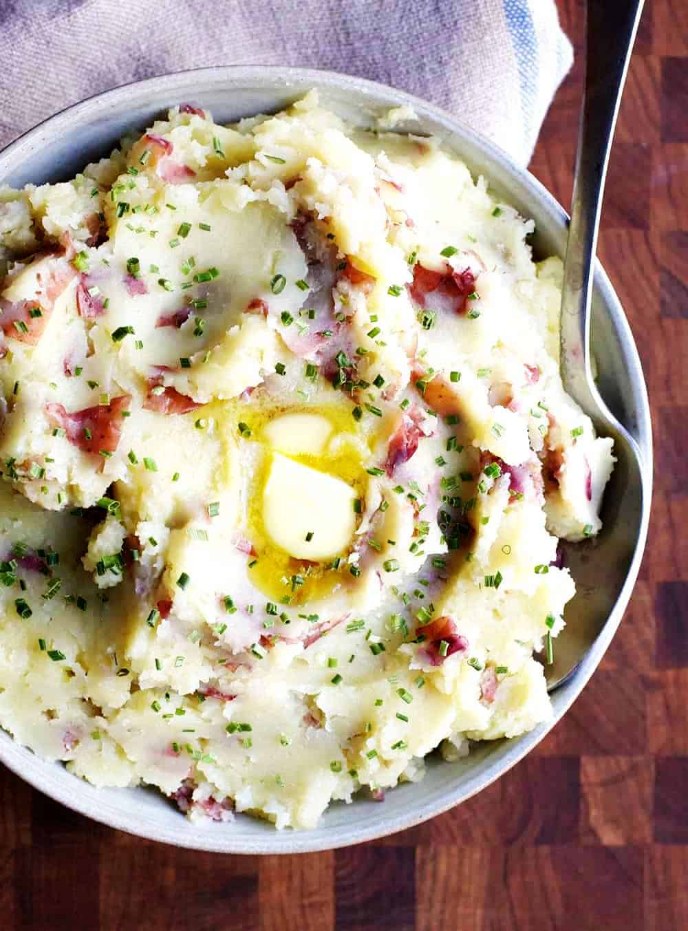 Mashed Red Potatoes photographed from above