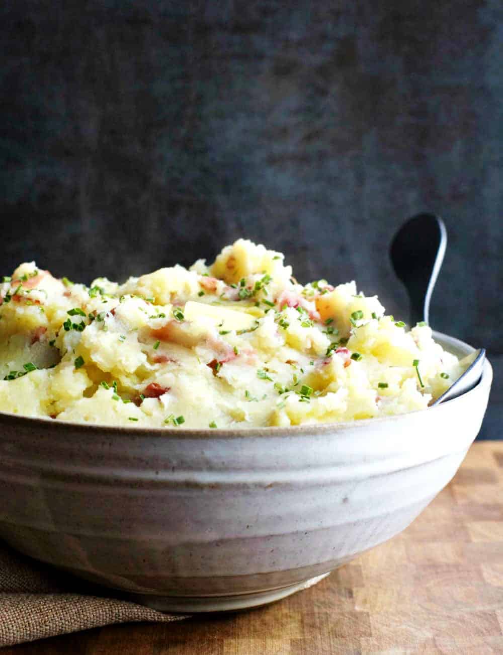 Mashed Red Potatoes served in a ceramic bowl