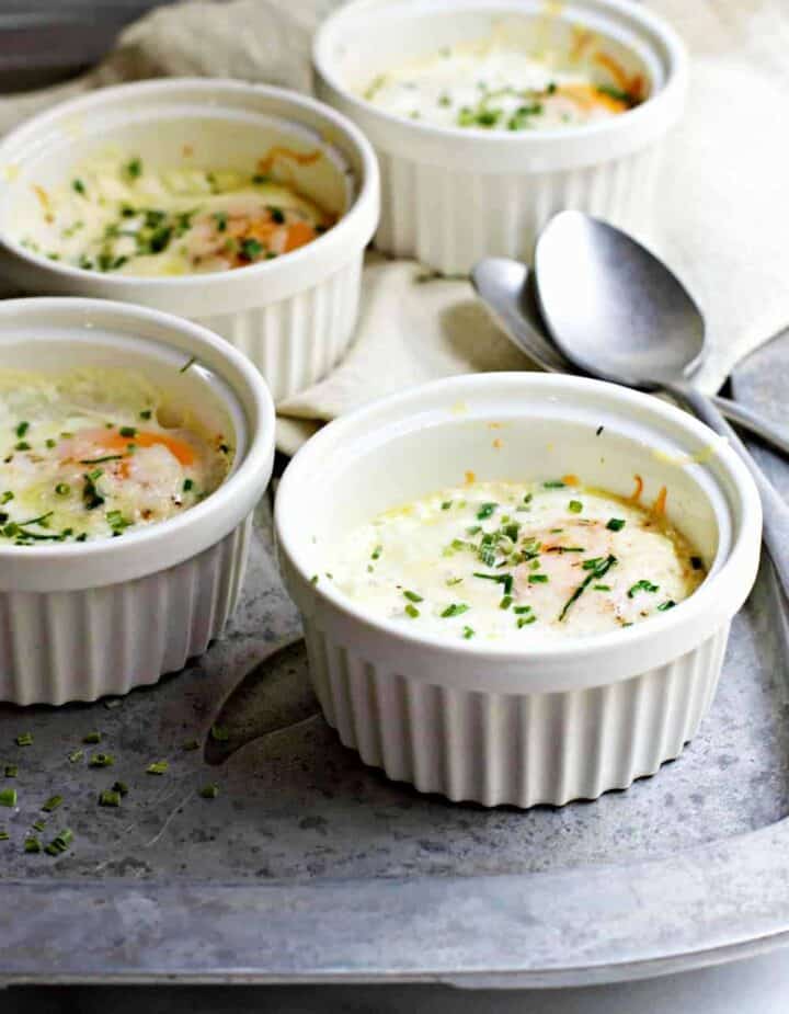 Easy Baked Eggs (Shirred Eggs) Pinch and Swirl