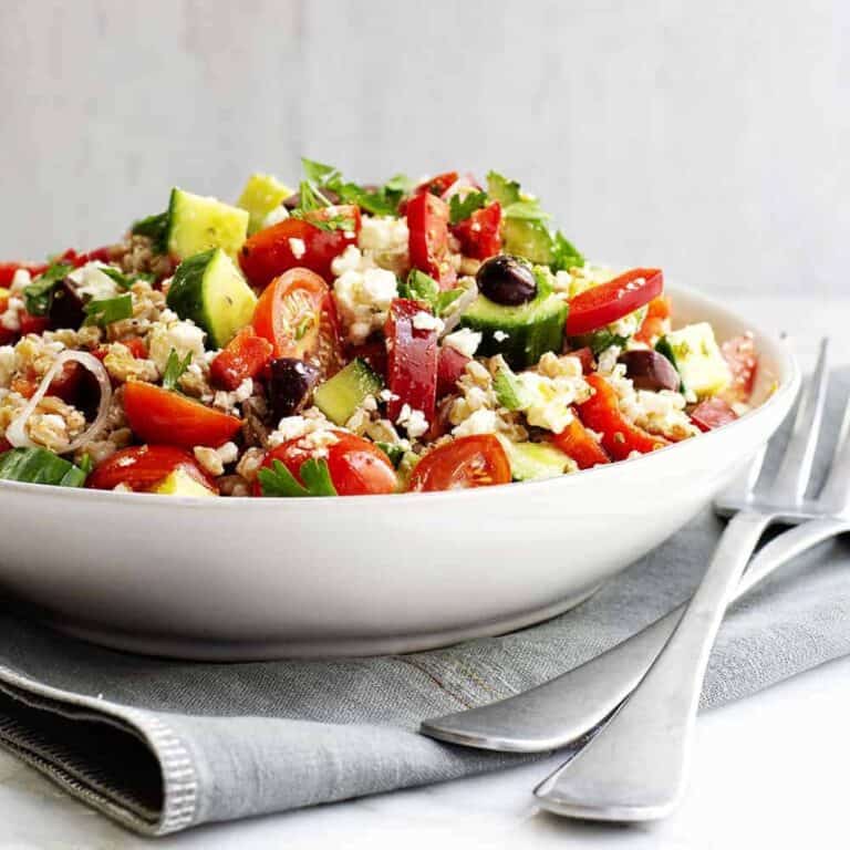 Greek Farro Salad Pinch and Swirl