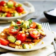 Corn Cakes served on a white plate featured