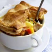 Turkey Pot Pie in a white bowl