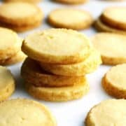 Butter Cookies stacked on a marble slab
