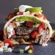 Carne Asada Burrito cut in half