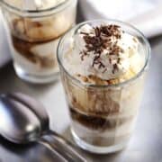 Affogato served in small clear glasses