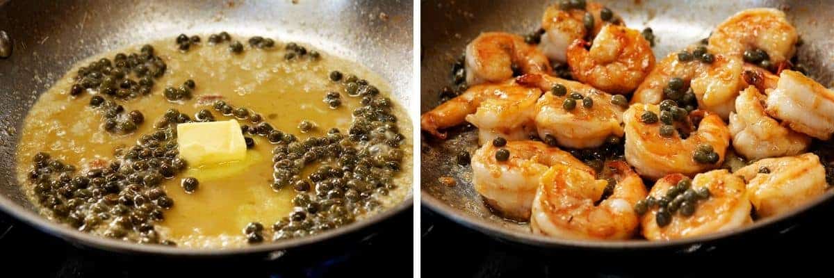 shrimp piccata in a skillet