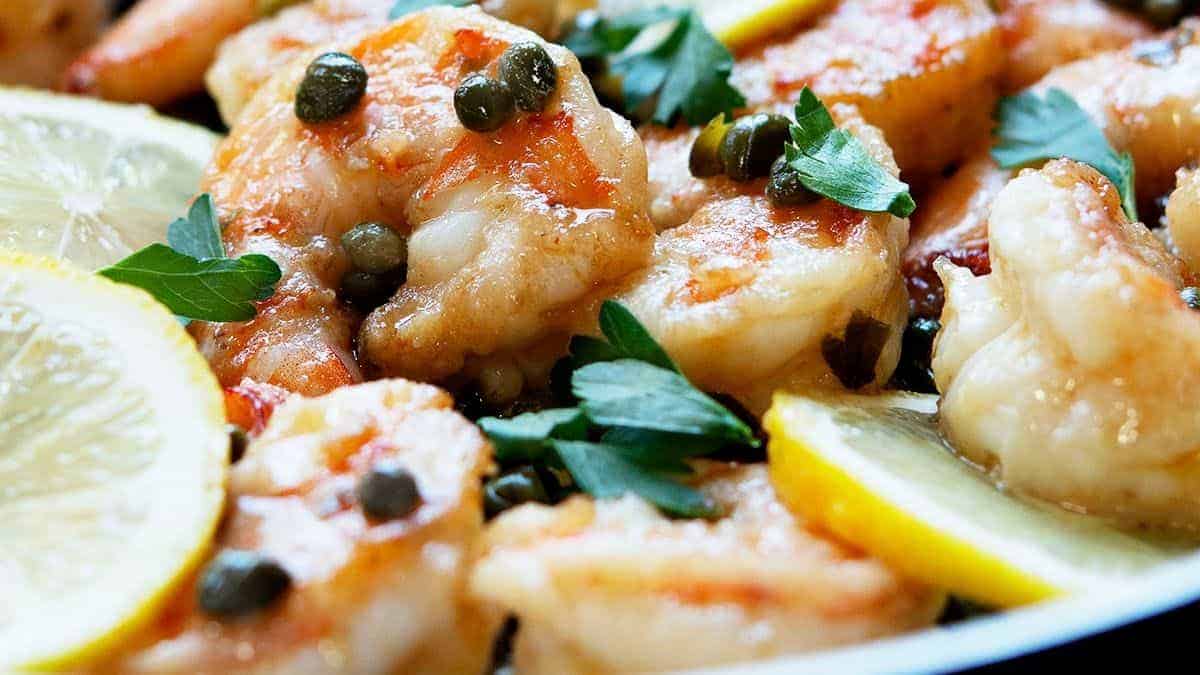 shrimp piccata ready to serve