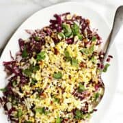 Fregola Sarda Salad served on an oval platter