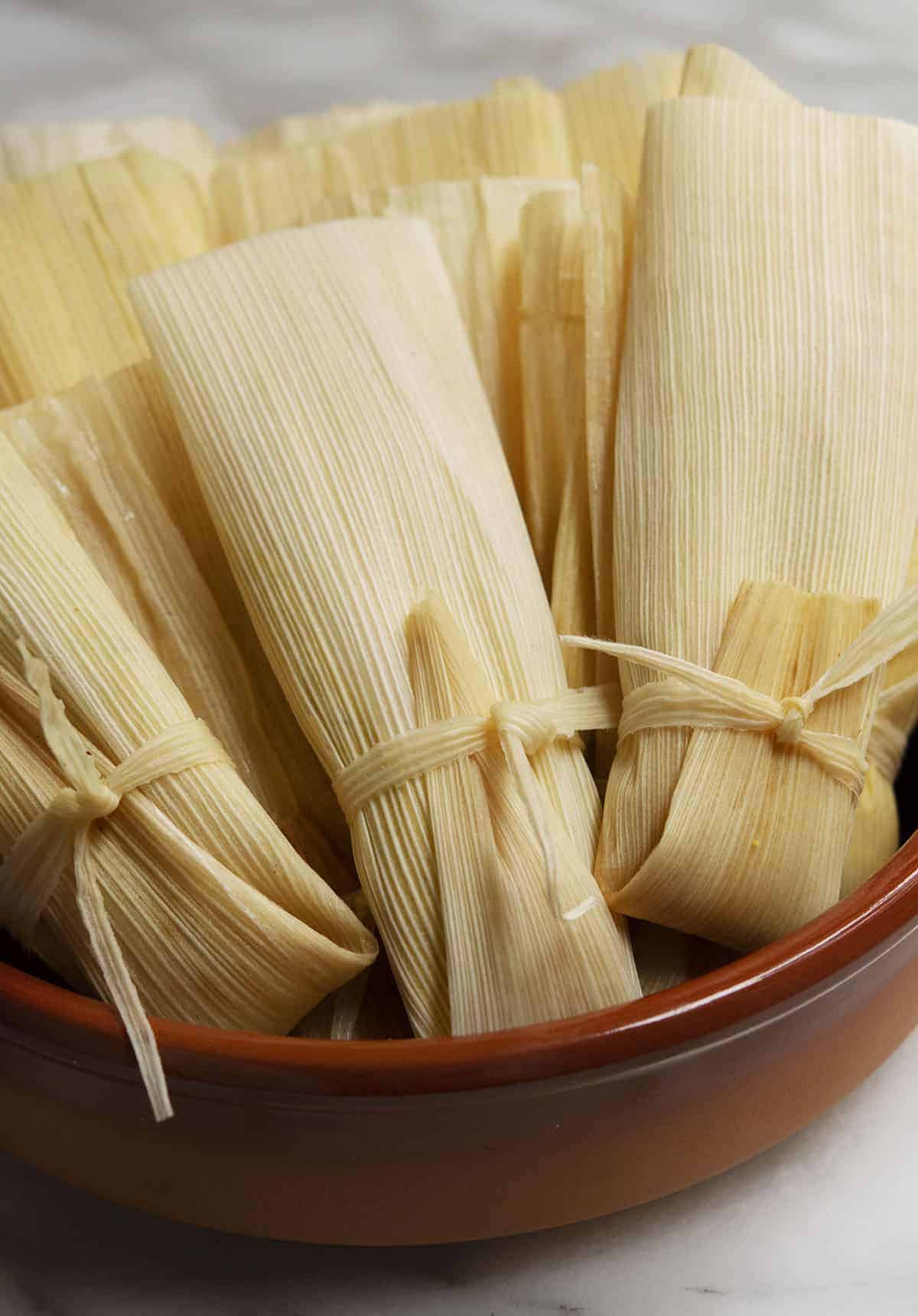 Vegetarian Tamales with Green Chile and Cheese - Pinch and Swirl