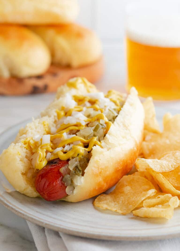 Brioche Hot Dog Buns (No knead!) Pinch and Swirl