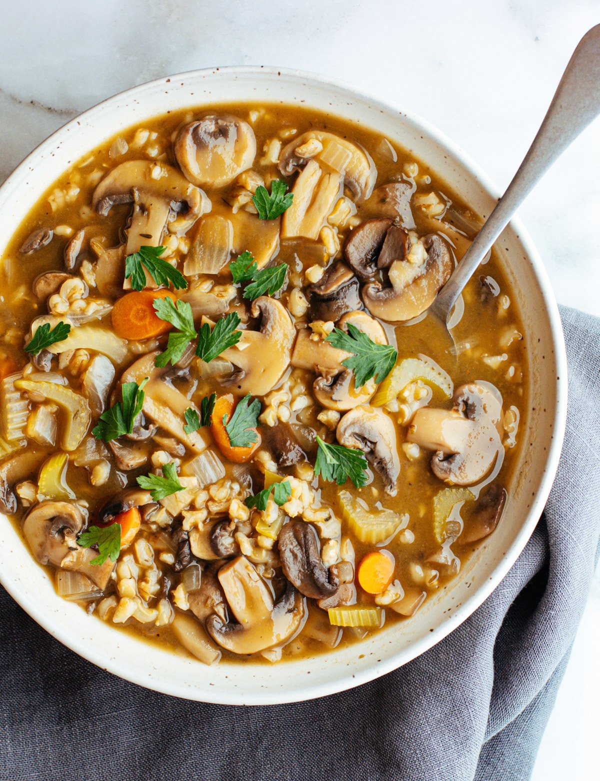 Mushroom Barley Soup - Eating Bird Food