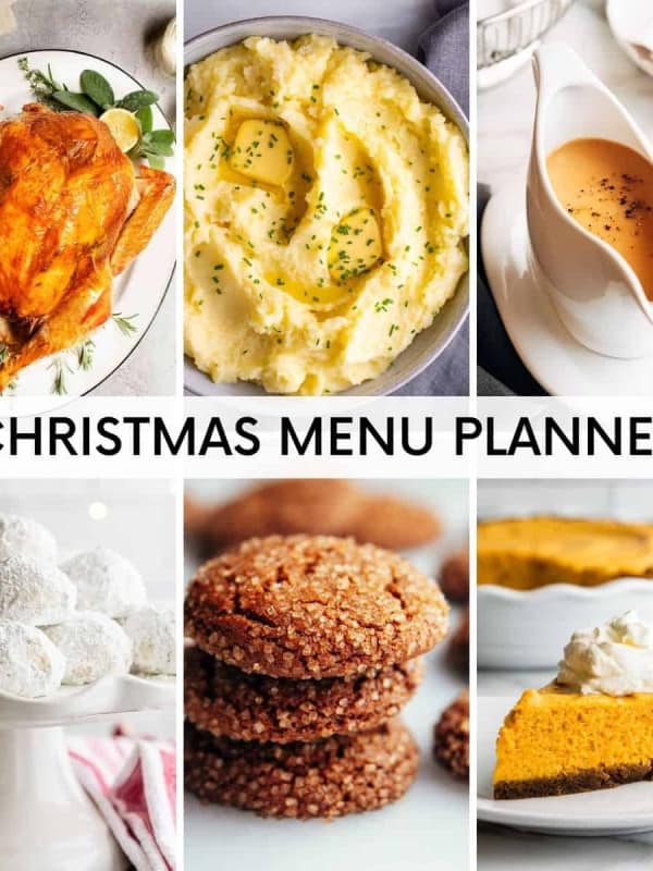 Christmas Menu Planner grid of 6 recipe images.