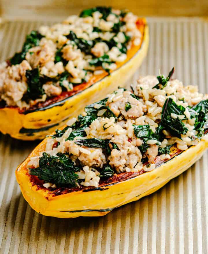 Stuffed Delicata Squash Pinch and Swirl
