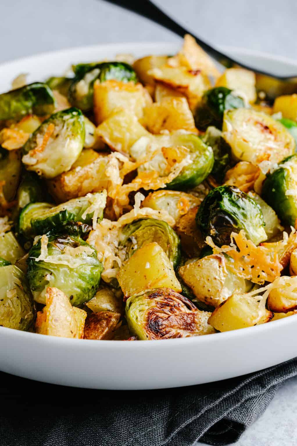 Roasted Potatoes and Brussels Sprouts Pinch and Swirl
