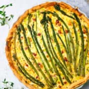 Asparagus Quiche photographed from the top.