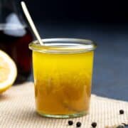 Maple Vinaigrette in a small glass jar.