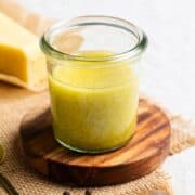 Parmesan Vinaigrette in a small glass jar.