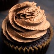 Close up shot of piped Chocolate Whipped Cream Frosting.