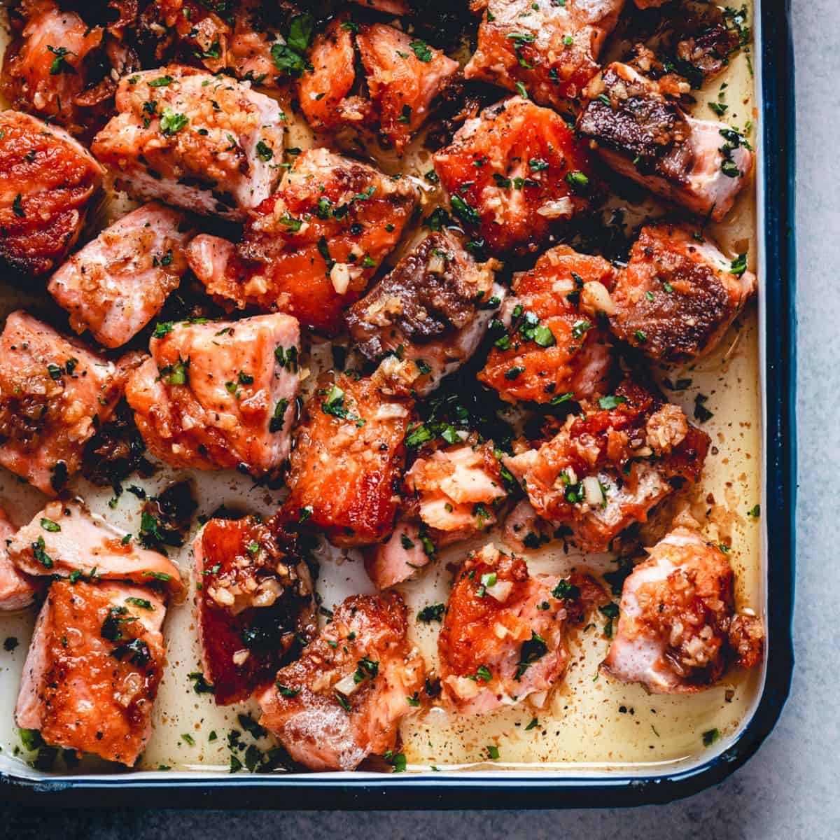 Salmon Bites with Garlic Butter